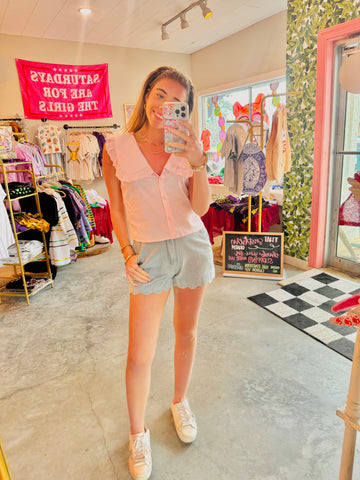 Pink V Neck Top