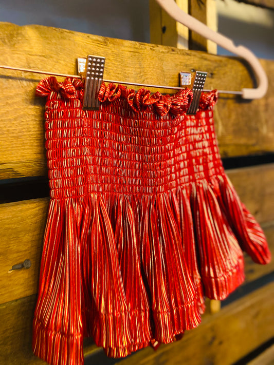 Red Shimmery Swing Shorts YOUTH