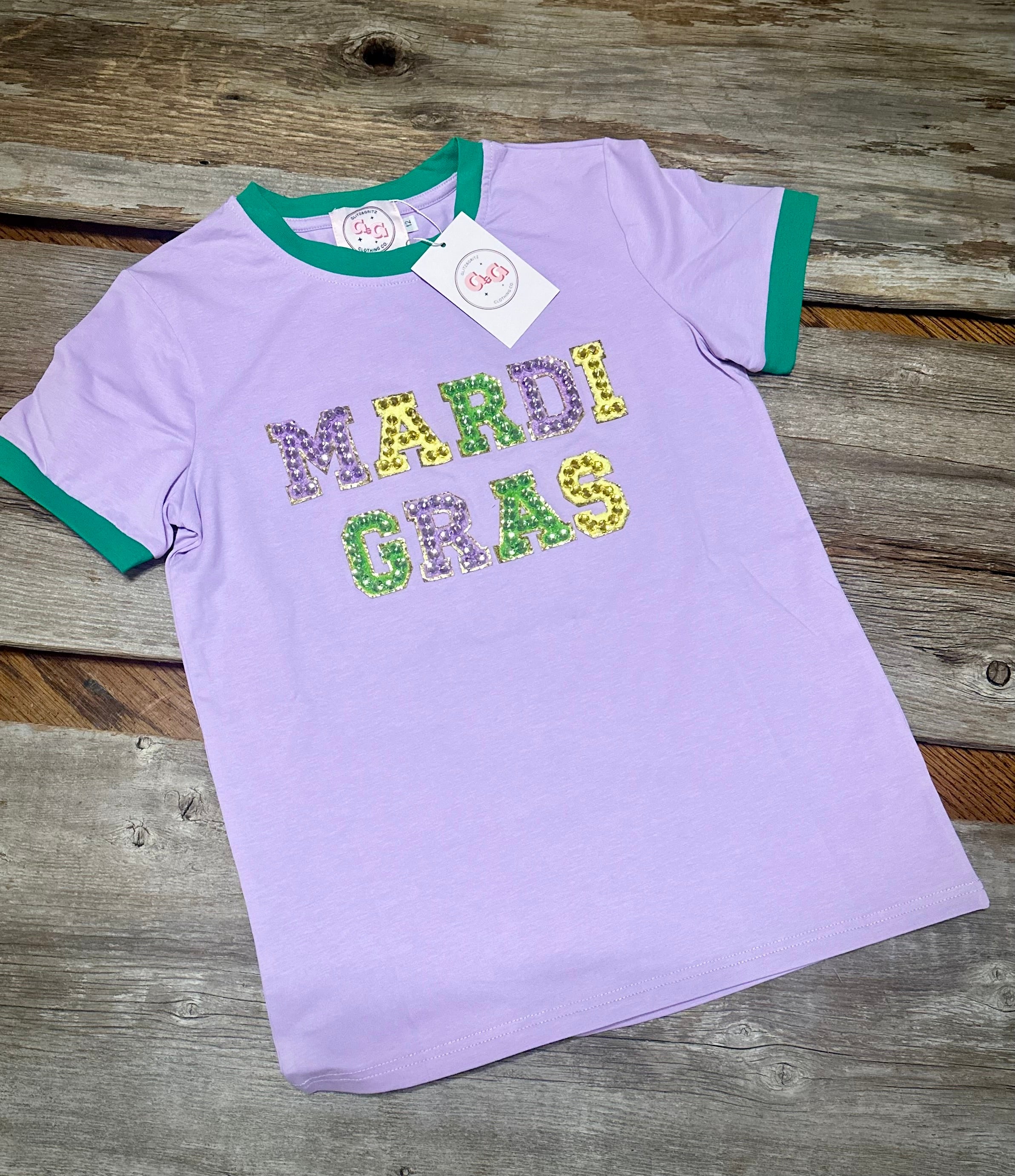 mardi gras bling tee