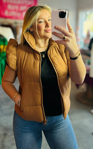 Too Cute Mocha Puffer Vest