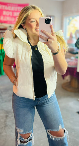 Sneaux White Puffer Vest