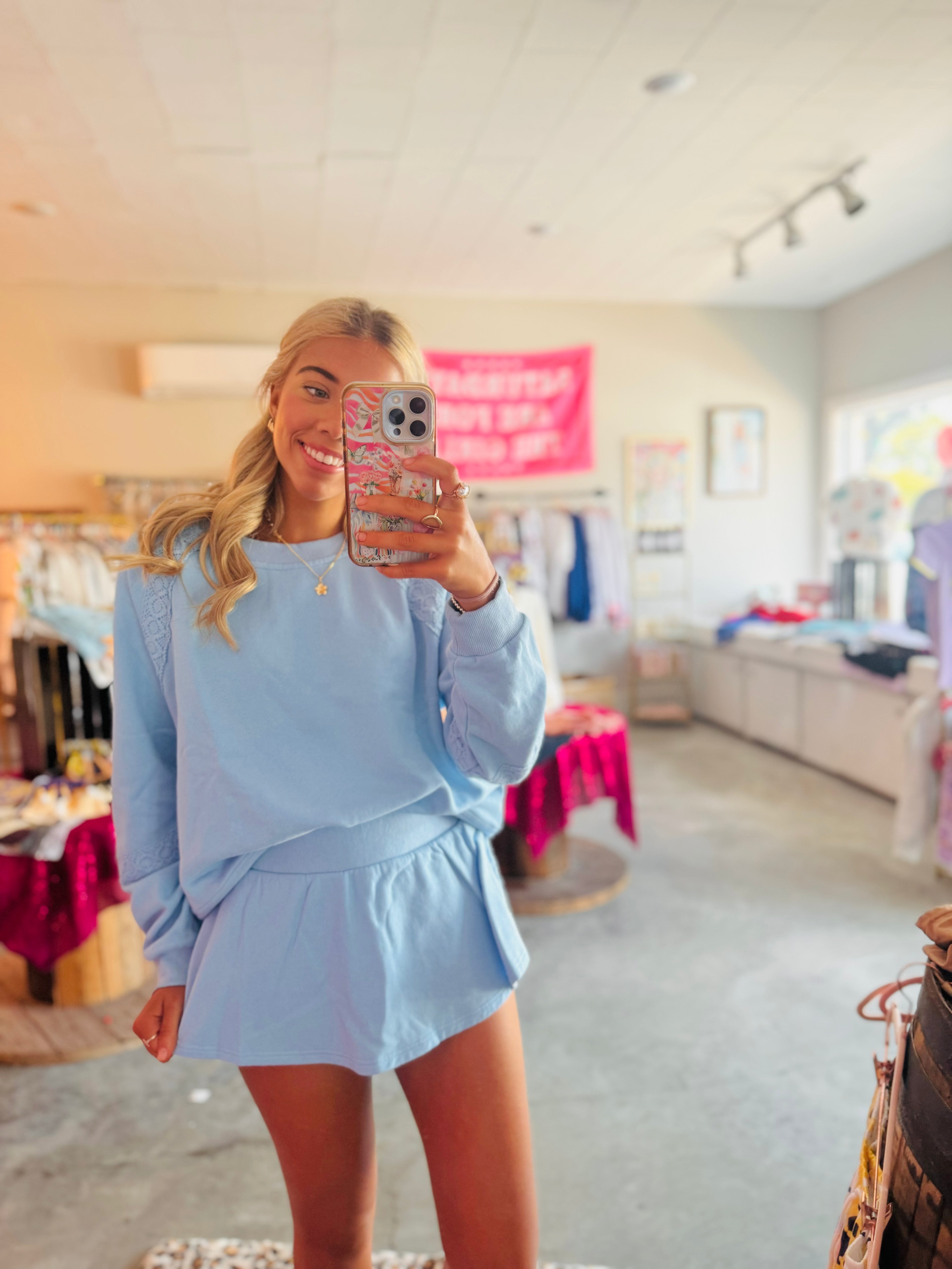 Blue Detailed Sweat Set🩵