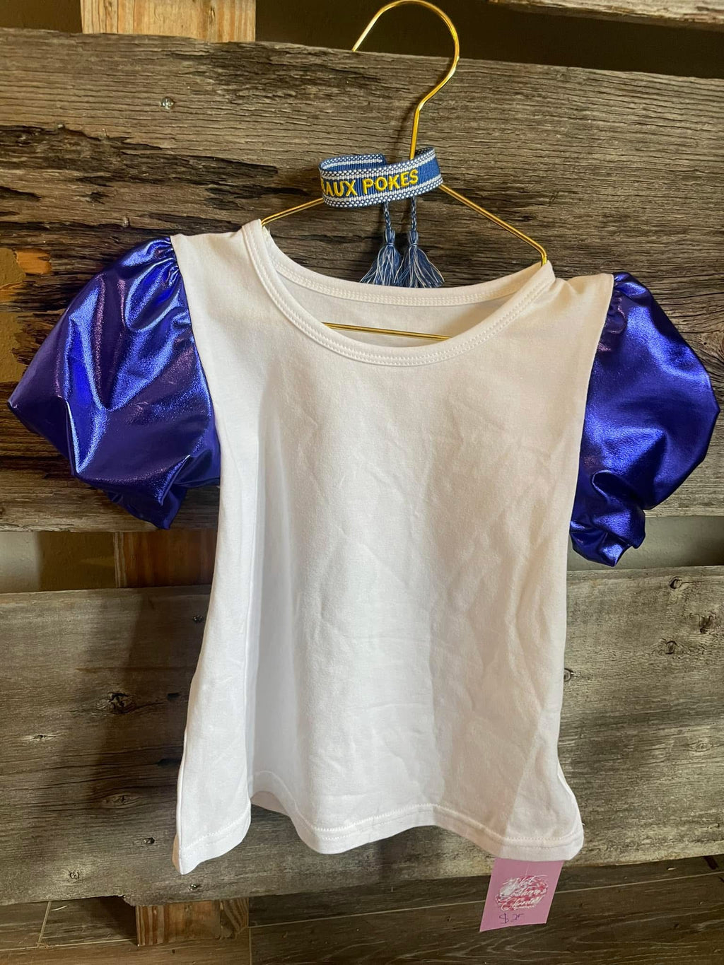 Metallic Blue Puff Sleeve Top Youth