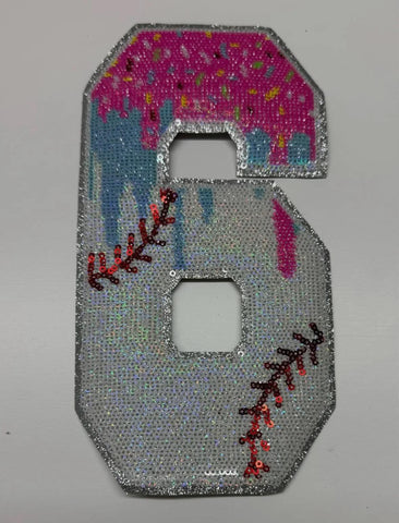 Drip Sequined Patch Double Digit Number Patch Only