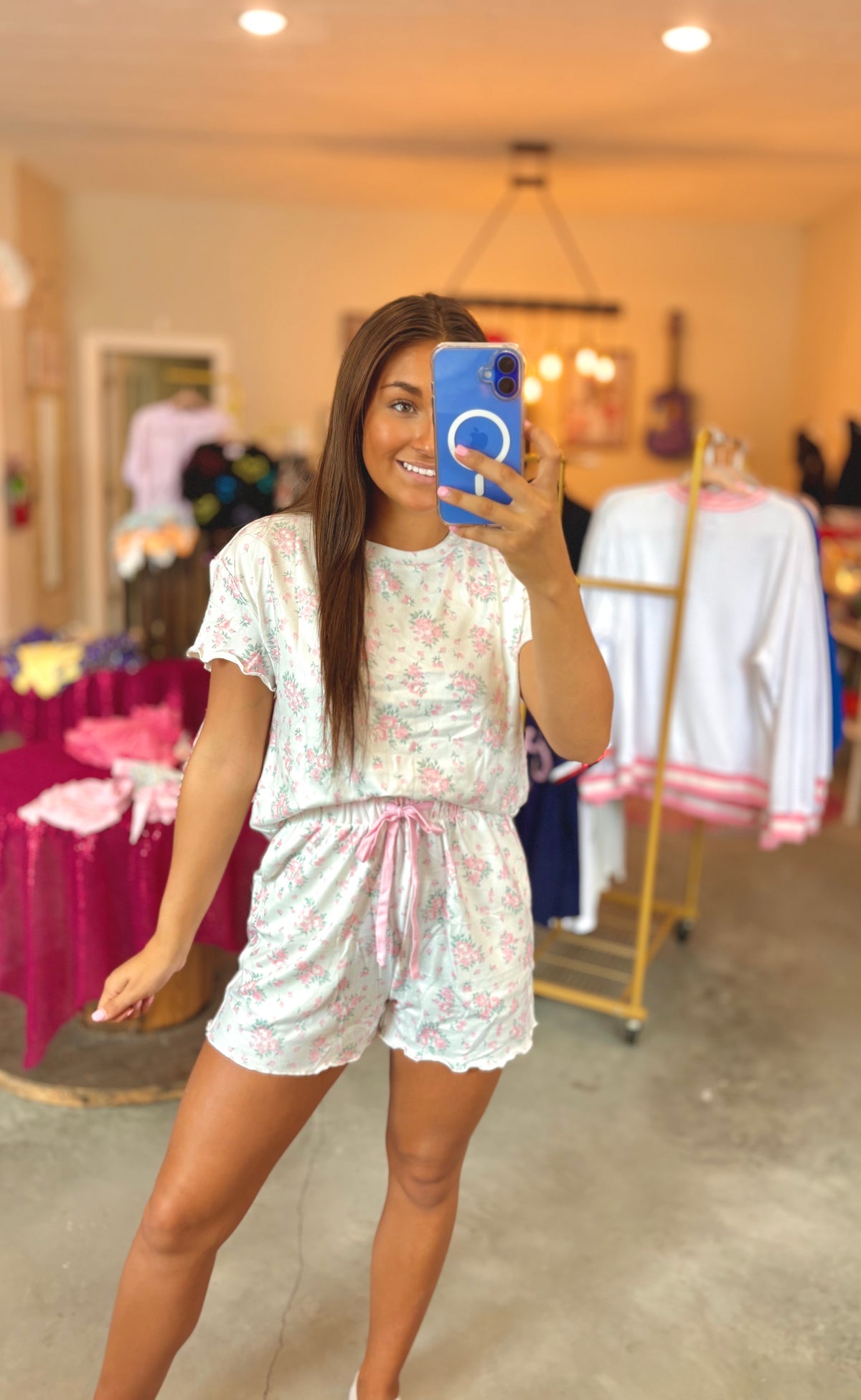 White and Pink Floral Set