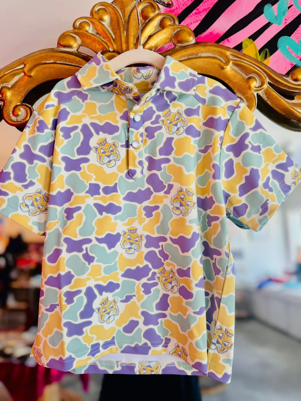 Tiger Camo Polo & Tees!💜💛💚