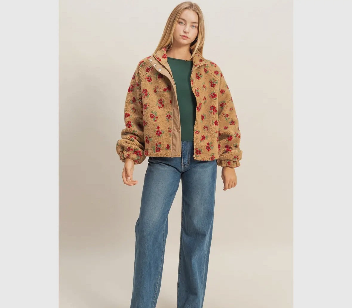 Floral Teddy bear jacket