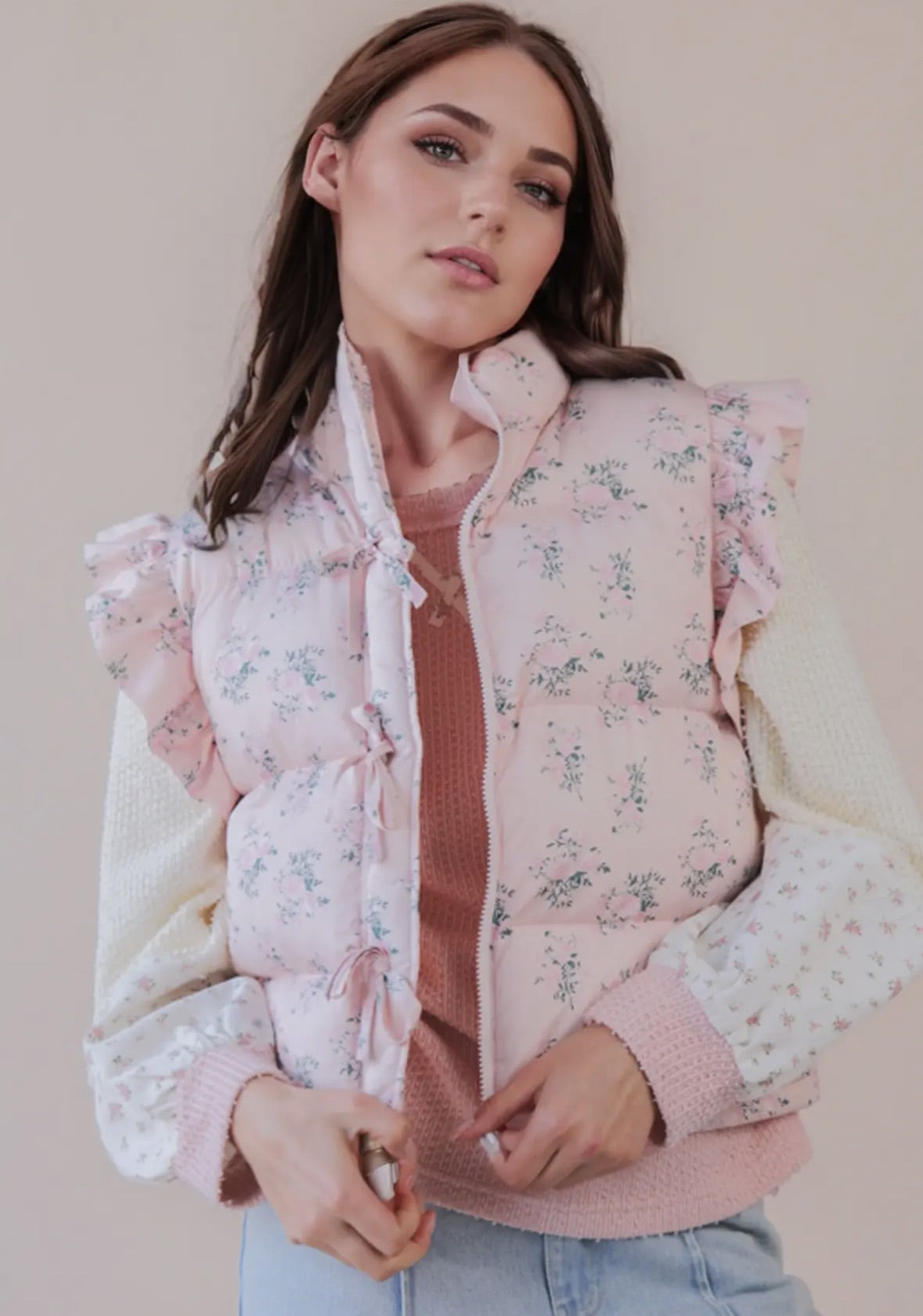 Pink floral puffer💕