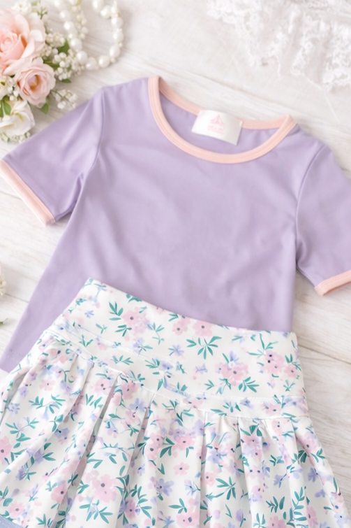 Purple perfection in floral athleisure